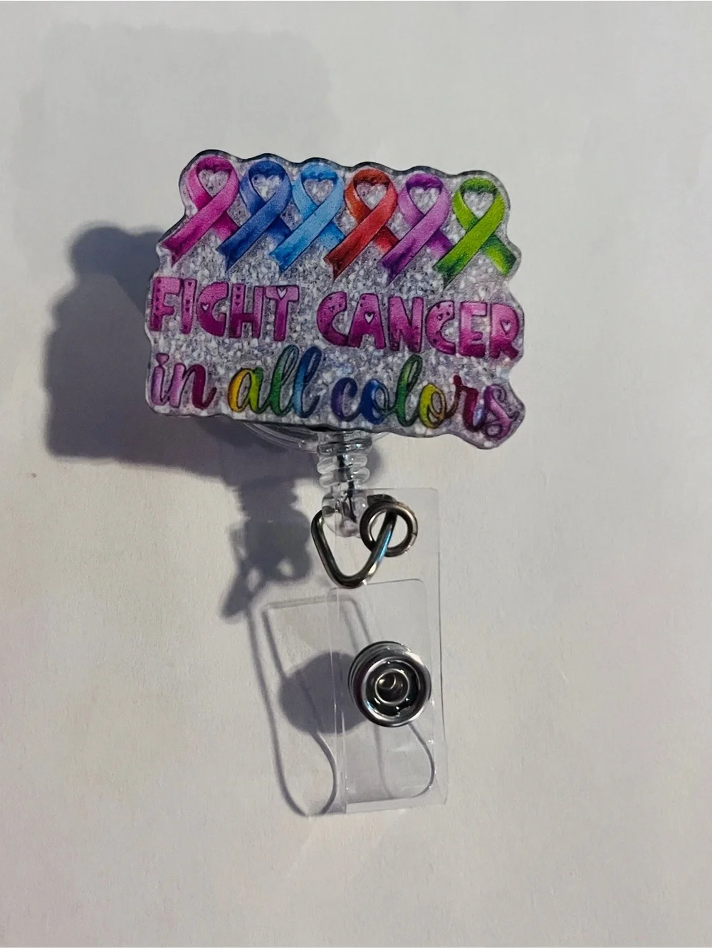 Fight Cancer in All Colors Ribbon Badge Reel